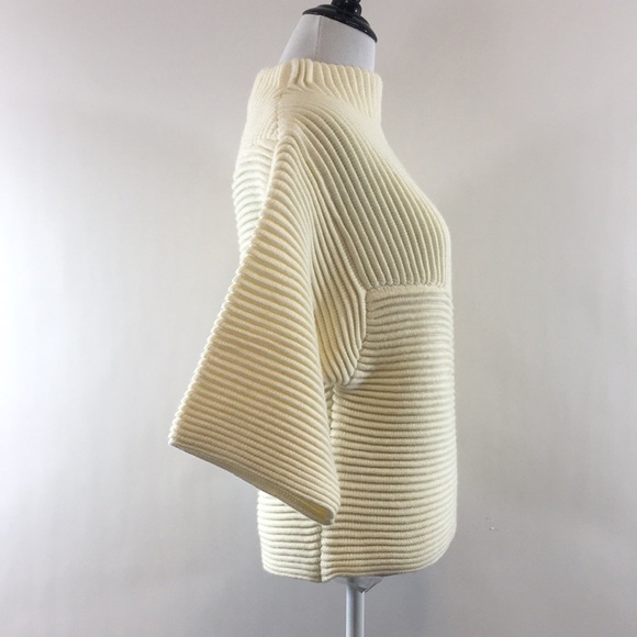 3/$20 JOA Cream Ribbed Knit Half Sleeve Sweater Top Womens XS Mock Neck - Picture 3 of 11